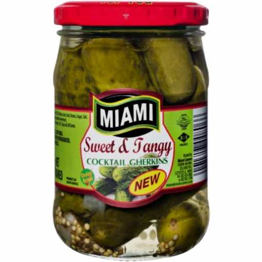 Picture of MIAMI SWEET & TANGY COCKTAIL GHERKINS 265g