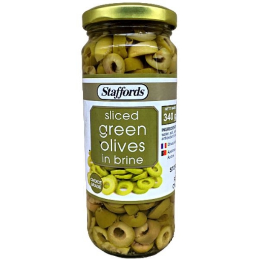 Picture of STAFFORDS GREEN OLIVES - SLICED 340g
