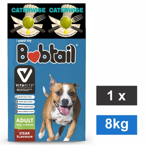 Picture of BOBTAIL/CATERWISE SMALL TO MEDIUM ADULT DOG - STEAK FLAVOR 8KG