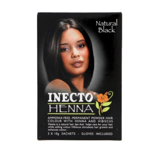 Picture of INECTO HENNA NATURAL BLACK POWDER HAIR COLOUR 3 SATCHETS
