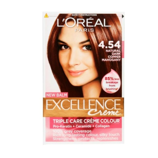 Picture of L'OREAL PARIS EXCELLENCE 4.54 NATURAL DARK COPPER MAHOGANY PERMANENT HAIR COLOUR CREME 230g 