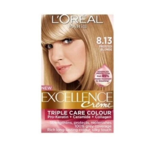Picture of L'OREAL PARIS EXCELLENCE 8.13 FROSTED BLONDE PERMANENT HAIR COLOUR CREME 230g  