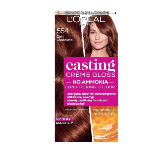 Picture of LOREAL PARIS CASTING CRÈME GLOSS NO. 554 CHILLI CHOCOLATE HAIR COLOUR DYE 242g 