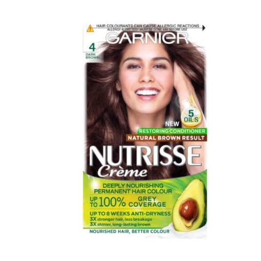 Picture of GARNIER NUTRISSE CREME NO. 4  DARK BROWN DEEP NOURISHING PERMANENT HAIR COLOUR 172g 