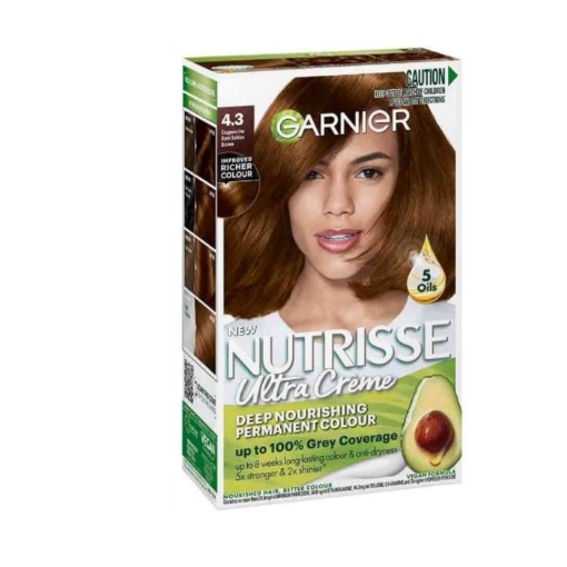 Picture of GARNIER NUTRISSE CREME NO. 4.3 CAPPACCINO DARK GOLDEN BROWN DEEP NOURISHING PERMANENT HAIR COLOUR 172g  