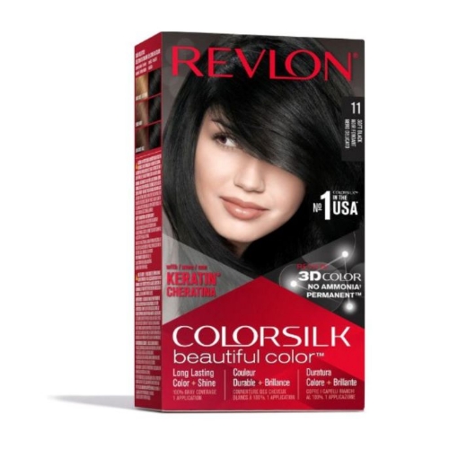 Picture of REVLON COLORSILK BEAUTIFUL COLOR NO. 11 SOFT BLACK PERMANENT HAIR DYE 200g 
