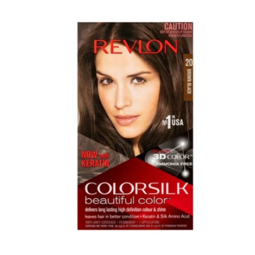 Picture of REVLON COLORSILK BEAUTIFUL COLOR NO. 20 BROWN BLACK PERMANENT HAIR DYE 200g  