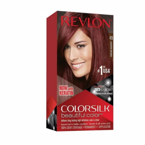 Picture of REVLON COLORSILK BEAUTIFUL COLOR NO. 49 AUBURN BROWN PERMANENT HAIR DYE 200g  