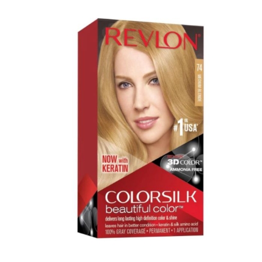 Picture of REVLON COLORSILK BEAUTIFUL COLOR NO. 74 MEDIUM BLONDE PERMANENT HAIR DYE 200g