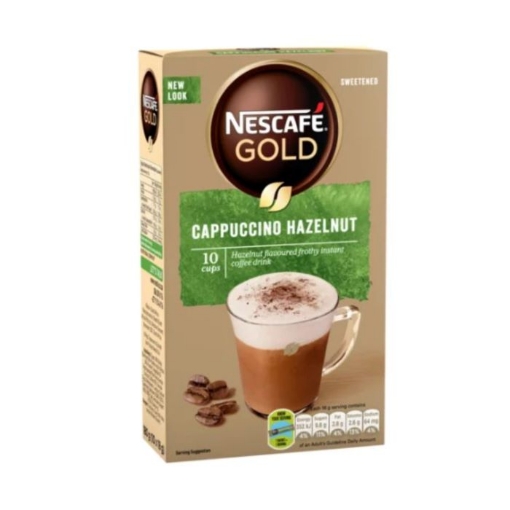 Picture of NESCAFE GOLD SWEETENED INSTANT CAPPUCCINO HAZELNUT STICKS 10x18g