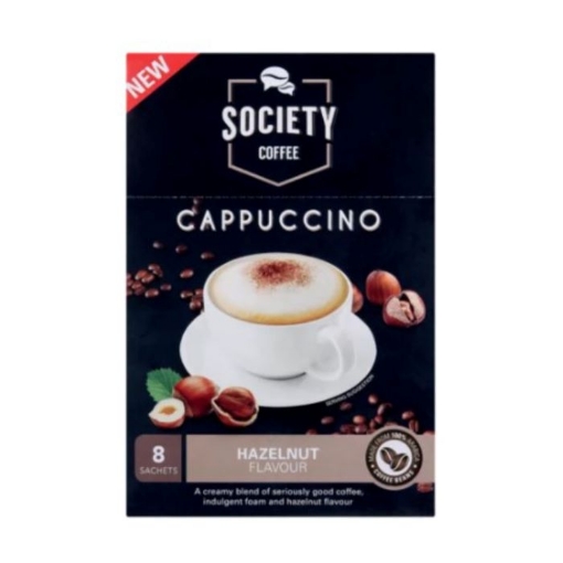 Picture of SOCIETY COFFEE HAZELNUT FLAVOUR CAPPUCCINO SATCHETS 8x20g