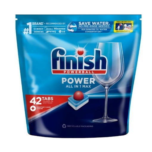 Picture of FINISH POWERBALL POWER ALL IN 1 MAX REGULAR AUTO DISHWASHING TABLETS 42s