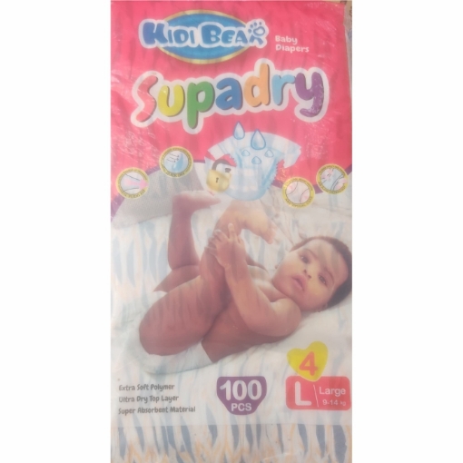 Picture of KIDDIBEAR SUPADRY DIAPERS L 100's