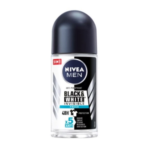 Picture of NIVEA MEN BLACK & WHITE INVISIBLE FRESH ANTI PERSPIRANT DEODORANT ROLL ON 50ml 