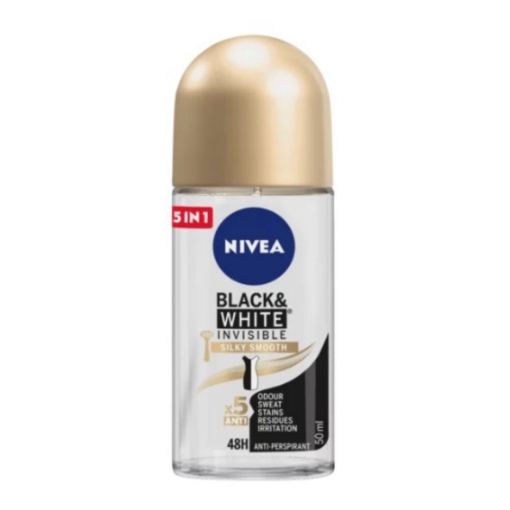 Picture of NIVEA BLACK & WHITE INVISIBLE SILKY SMOOTH  ANTI PERSPIRANT LADIES ROLL ON 50ml 