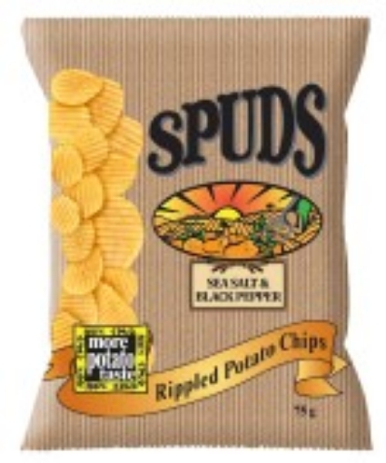 Picture of SPUDS SEA SALT & BLACK PEPPER POTATO CRISPS 75g