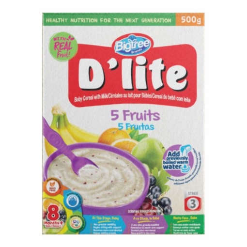 Picture of D'LITE FIVE FRUITS FLAVOUR BABY CEREAL 500g