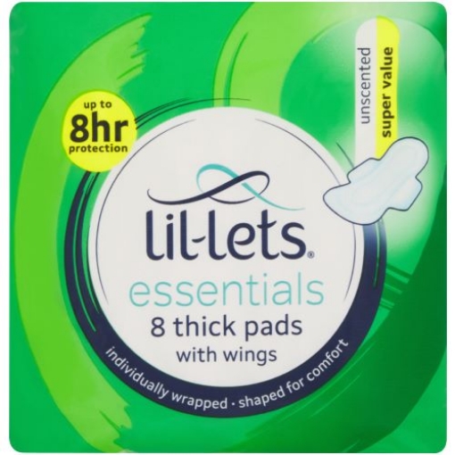 Picture of LIL-LETS ESSENTIALS UNSCENTED THICK PADS 8'S 