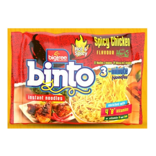 Picture of BINTO 3 MIN SPICY CHICKEN FLAVOURED INSTANT NOODLES 5x70g 