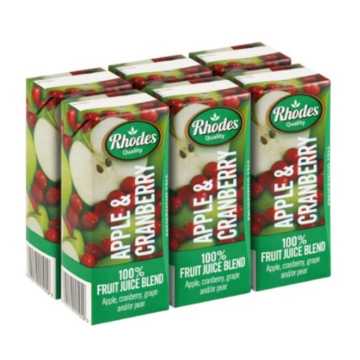 Picture of RHODES QUALITY 100% APPLE & CRANBERRY JUICE 6x200ml