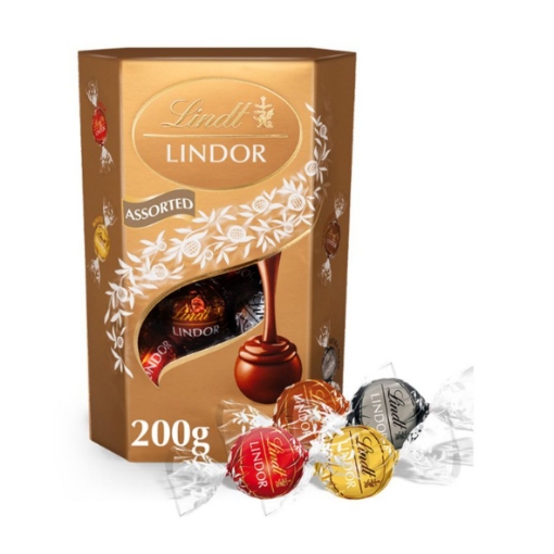 Picture of LINDT LINDOR GOLD ASSORTED CHOCOLATE CORNET TRUFFLES 200g