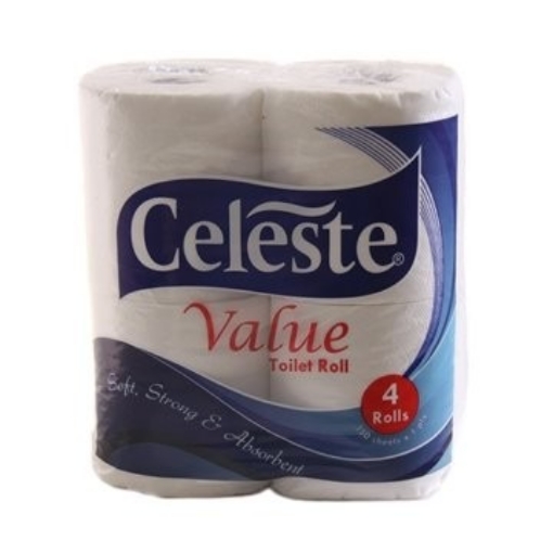 Picture of CELESTE TOILET PAPER 1 PLY WHITE 350 SHEETS 4S