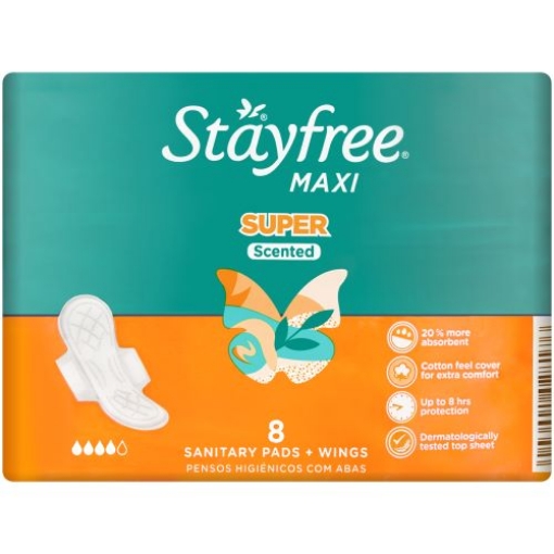 Picture of STAYFREE MAXI WINGS SCENTED SANITARY PADS 8'S