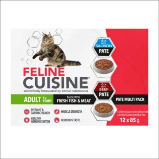 Picture of FELINE CUISINE SALMON & BEEF PATE MULTI PACK ADULT CAT WET FOOD 12x85g 