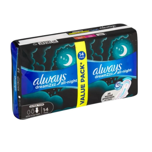 Picture of ALWAYS DREAMZZZ EXTRA LONG ALL NIGHT ULTRA THIN SANITARY PADS 14's