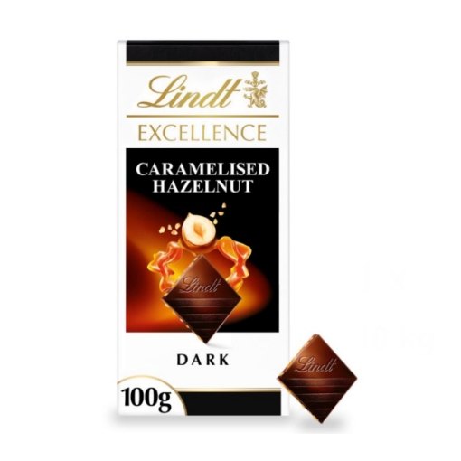 Picture of LINDT EXCELLENCE CARAMELISED HAZELNUT DARK CHOCOLATE BAR 100g 