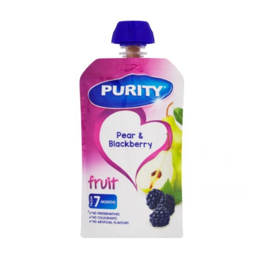 Picture of PURITY BABY FOOD PEAR & BLACKBERRY POUCH 110ml 