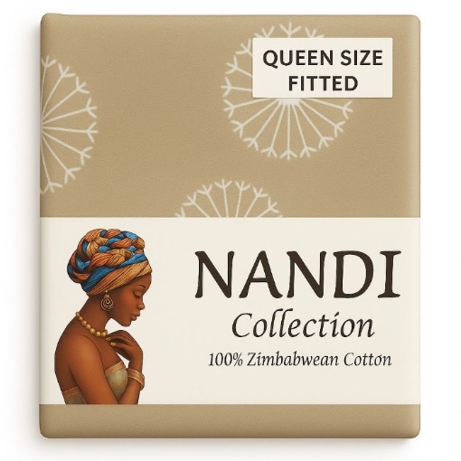 Picture of NANDI DANDELION MUSHROOM BED LINEN SET FITTED - QUEEN 100% COTTON